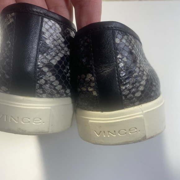 Vince Leather Black Gray Animal/Snake Print Chunky Platform Slip On Sneakers 8.5 - Picture 11 of 15